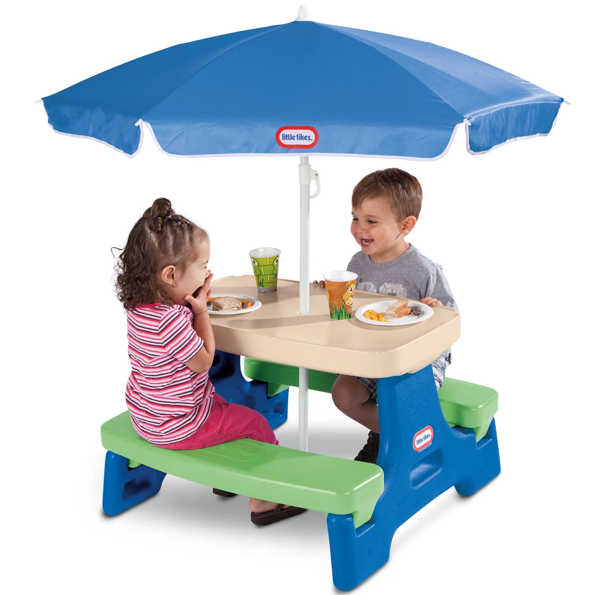 Blue Green Kids Picnic Table with Umbrella V9262