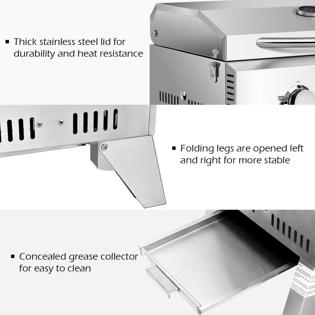 2 Burner Portable Propane Gas Grill Stainless Steel E6072