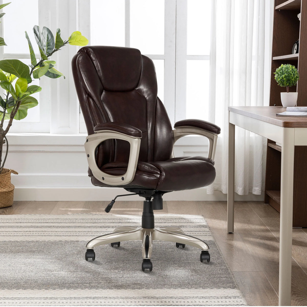 Black Bonded Leather Office Chair with Memory Foam F4481
