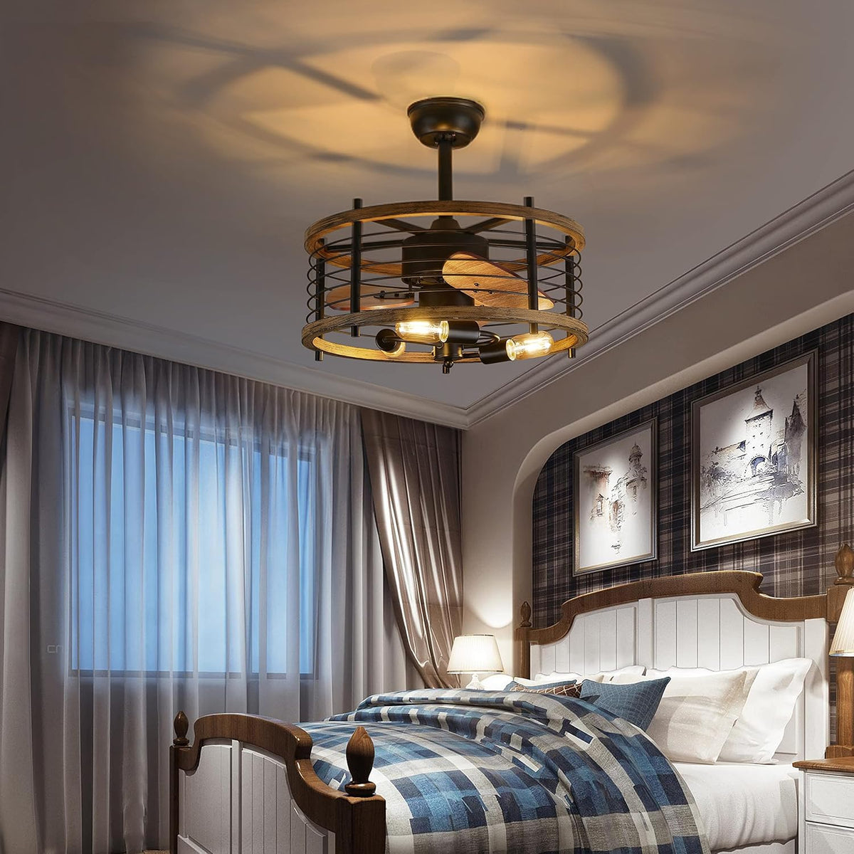 20-inch Caged Ceiling Fan with Light U440