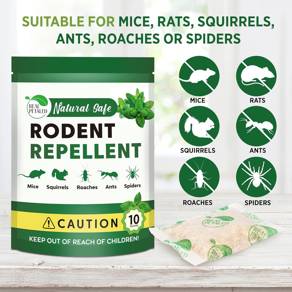 Natural Peppermint Oil Rodent Repellent Pouches, 10 Pouches O743