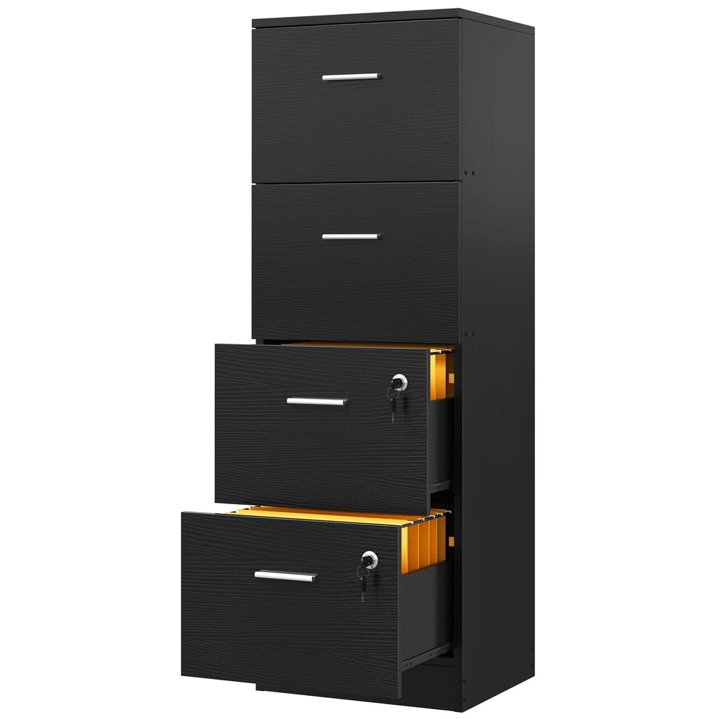 Black 4 Drawers Lockable File Cabinet V81704