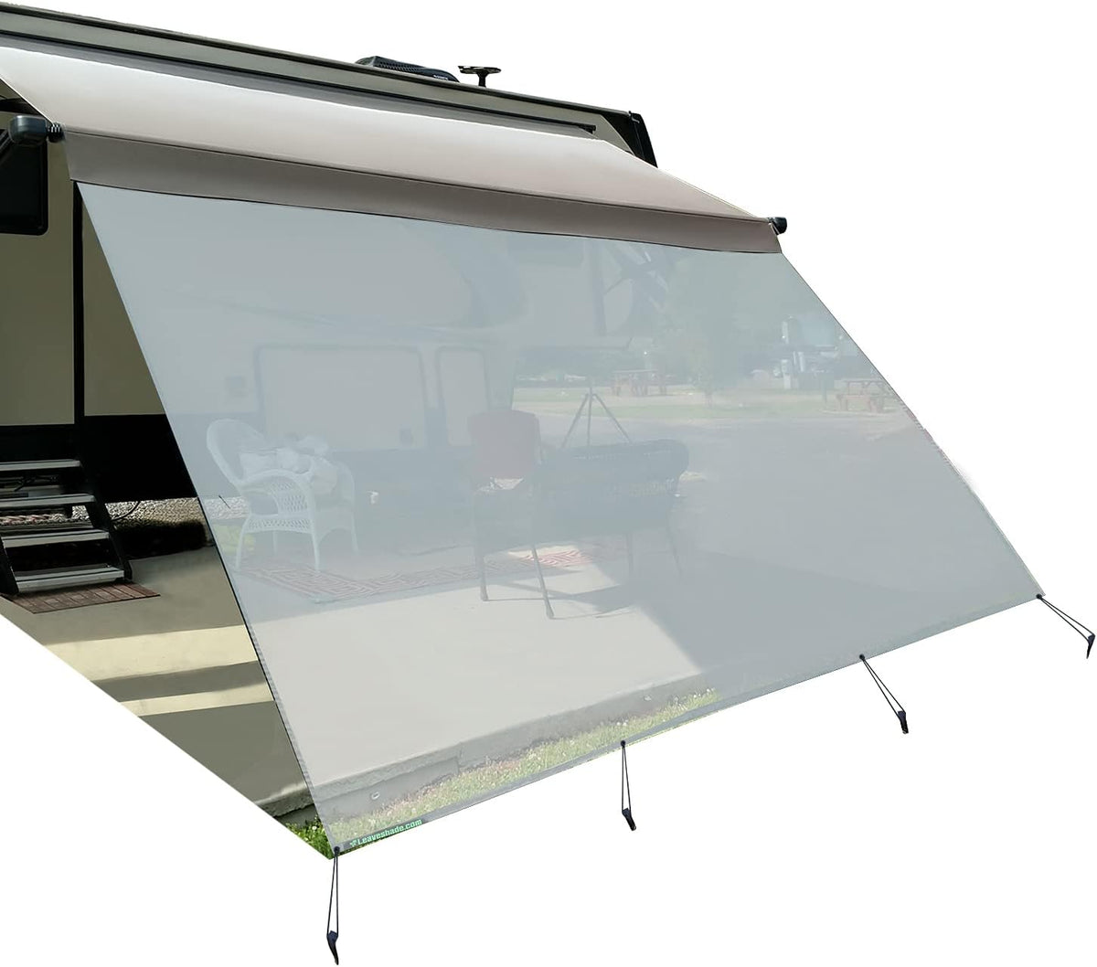 RV Awning Sunshade Screen 10' X 12' 3'' Black Mesh Sun Shade L296
