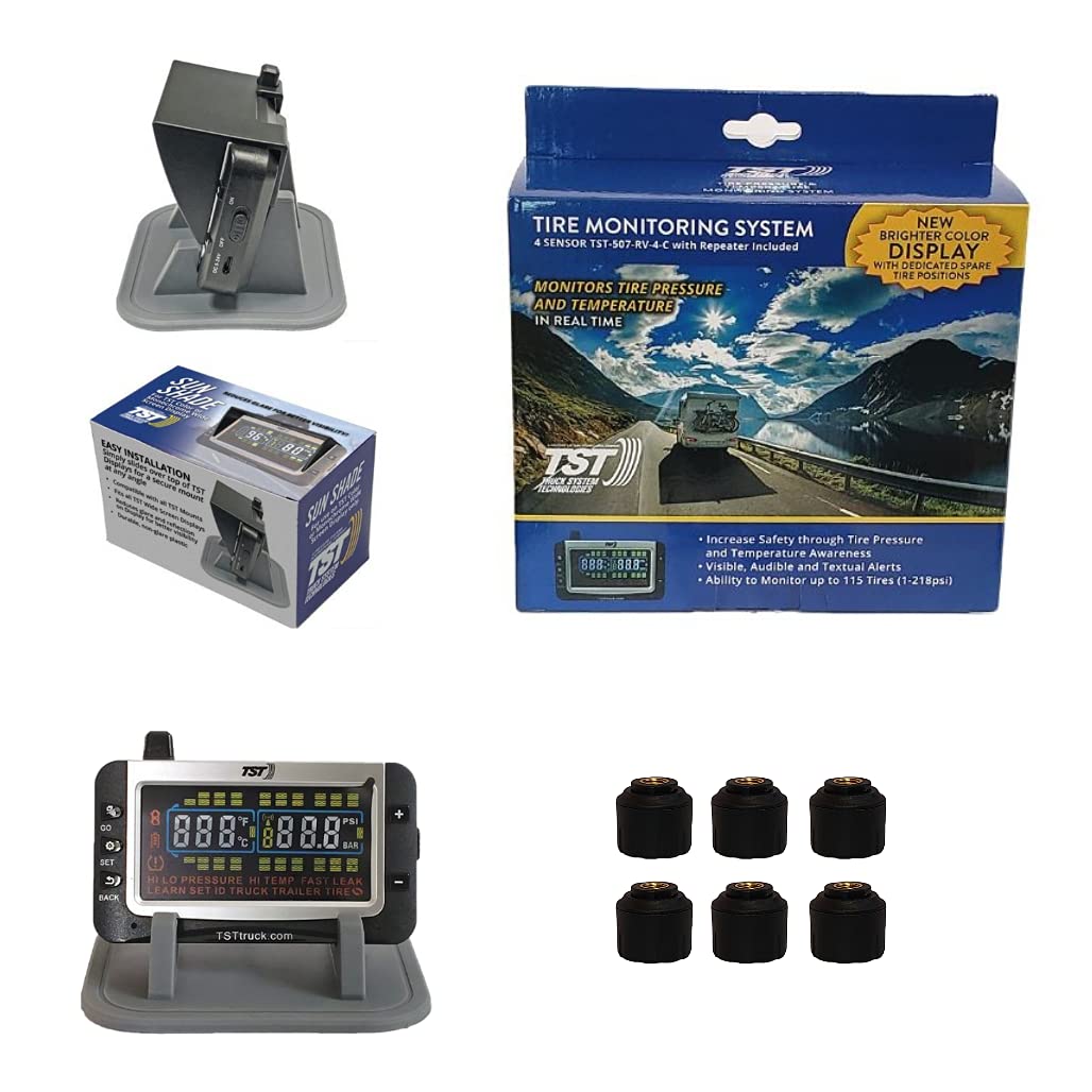 6 Sensor RV TPMS with Color Display Monitor Sunshade P68700