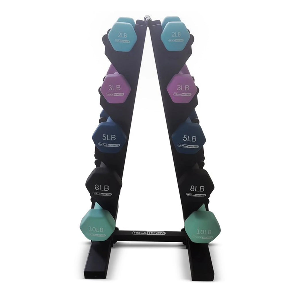 3, 5, and 8 Pound Dumbbell Hand Weight Set with Storage Rack Y9432