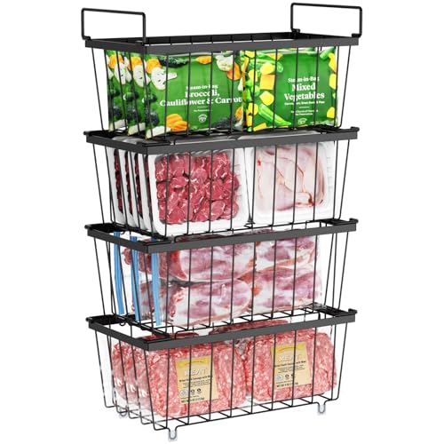 4 Pack Stackable Small Freezer Organizer Bins, White V5012