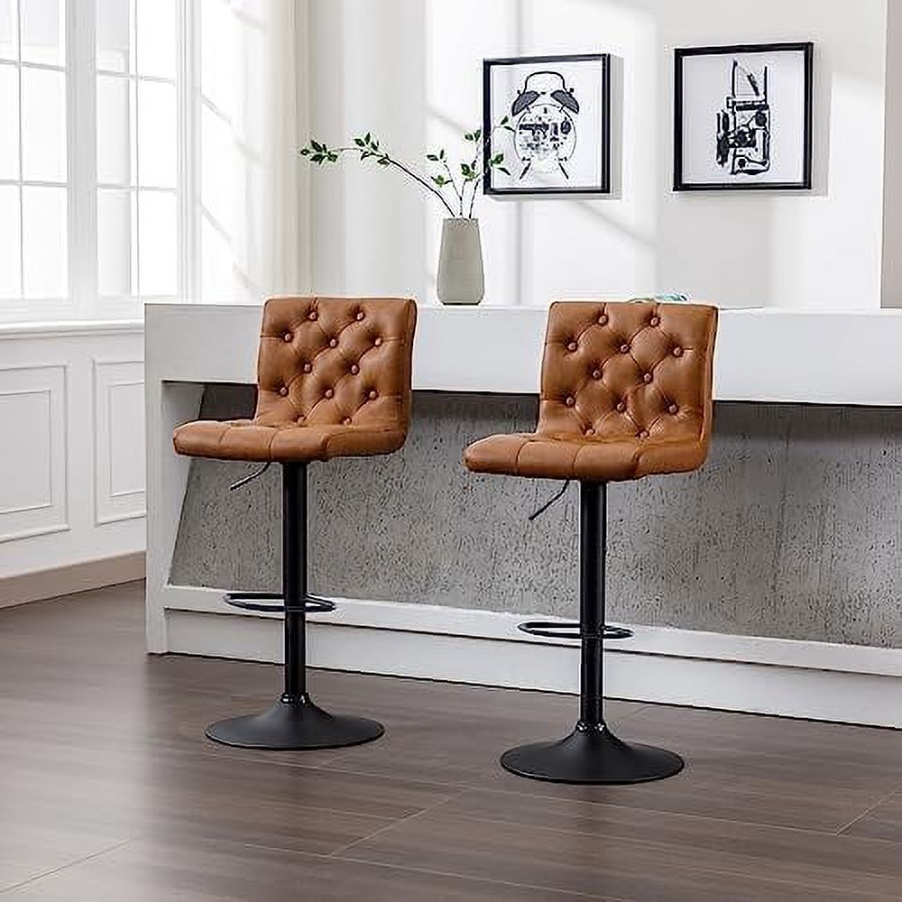 Grey Faux Leather Swivel Counter Height Stools with Footrest Q216