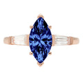 Marquise Cut Blue Simulated Tanzanite Rose Gold Three-Stone Ring R907953