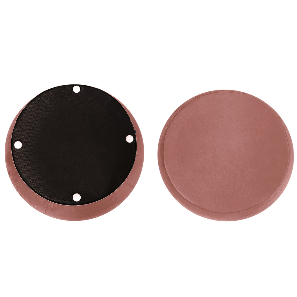 Pink Velvet Round Ottoman Stool M34711