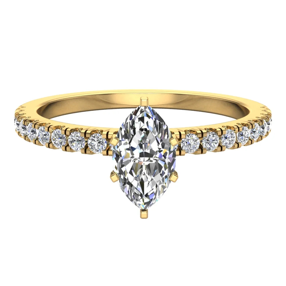 Marquise Solitaire Diamond Ring 18K Gold 0.65 CT TW K388396