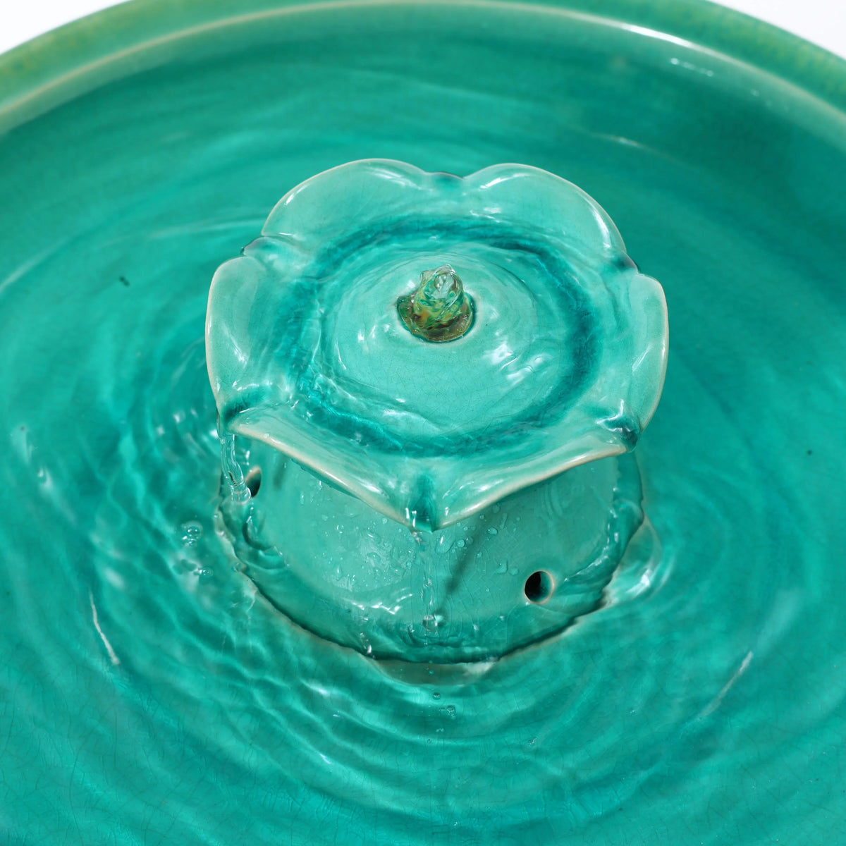 Aqua Glazed Ceramic Birdbath Fountain D2450