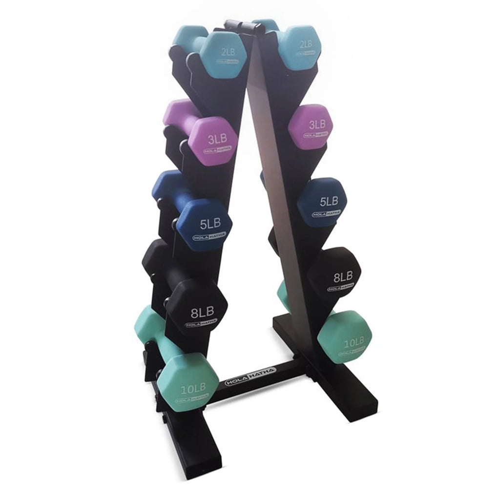 3, 5, and 8 Pound Dumbbell Hand Weight Set with Storage Rack Y9432