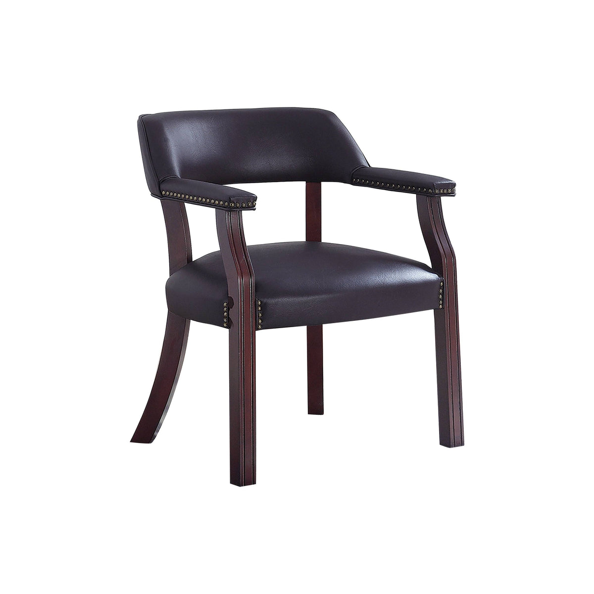 Brown Leatherette Accent Chair with Cut Out Back P3659