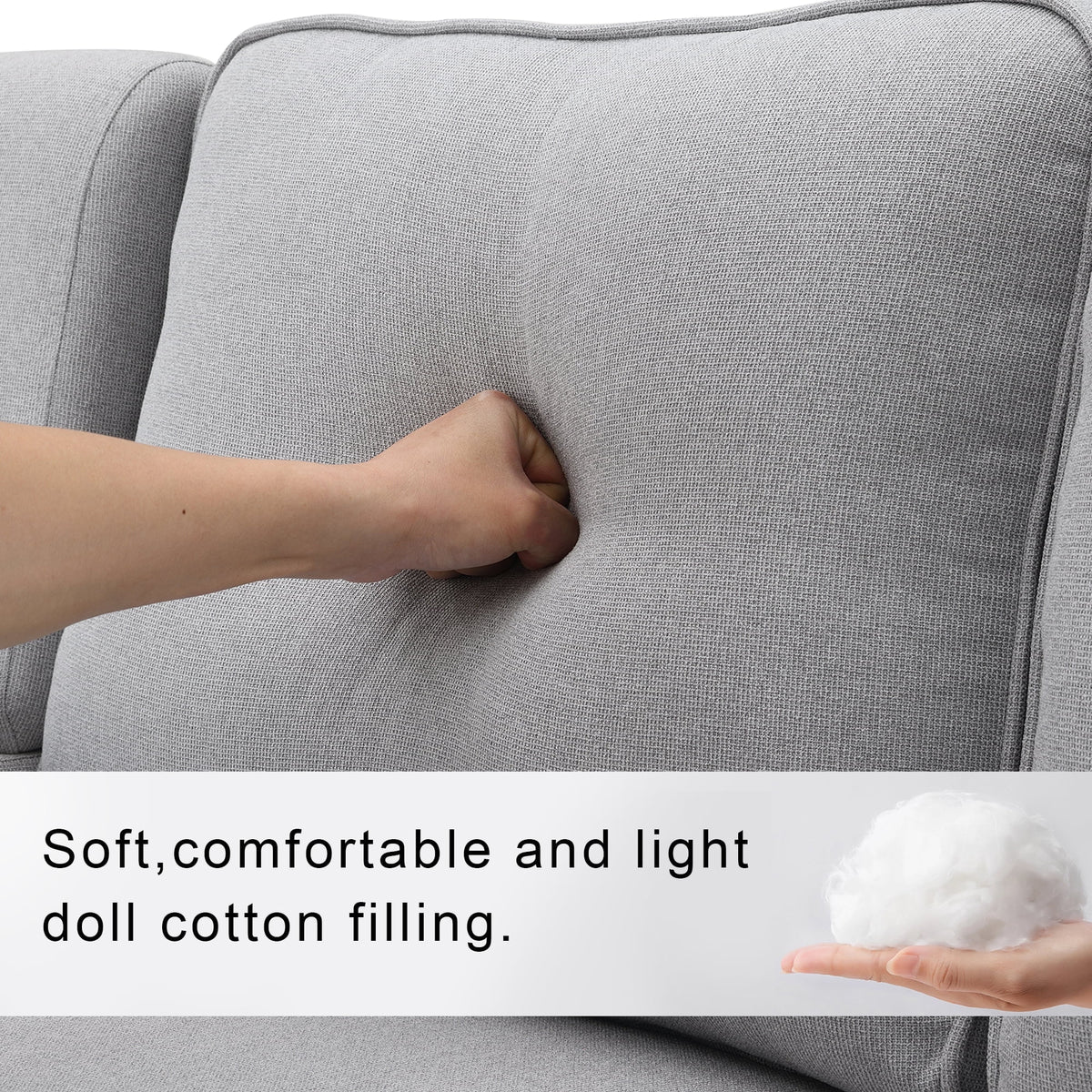 Upholstered Sofa with Console, 2 Cupholders and 2 USB Ports, Linen Fabric, 4-Seat Z1723