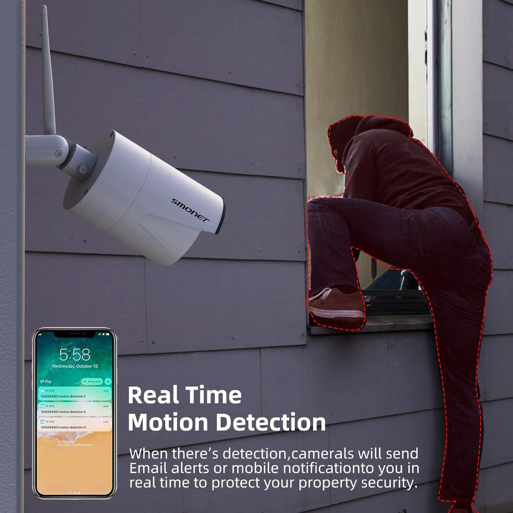 Wireless Security Camera System with 12” Monitor, 8 Channel 4pcs 1080P Indoor Outdoor IP Cameras, Night Vision N274966