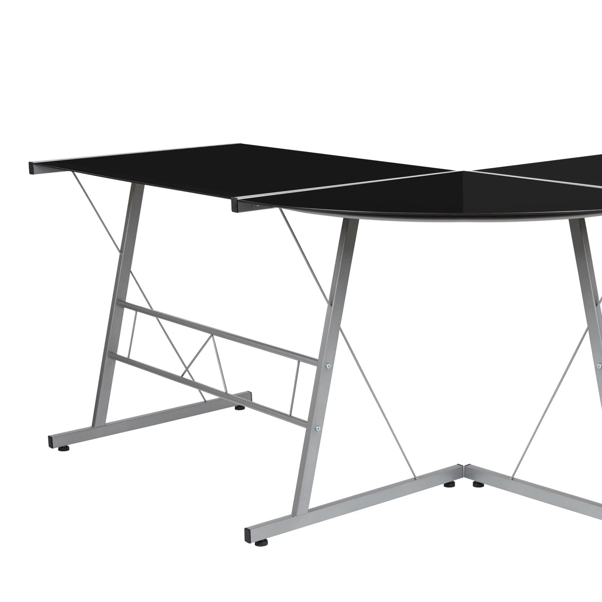 L-Shaped Gaming Desk with Black Tempered Glass Top Z49132