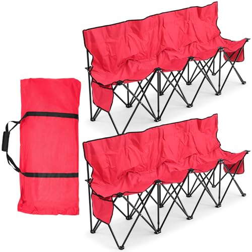 Portable 4 Seat Foldable Soccer Bench with Pockets and Carrying Bag G1037