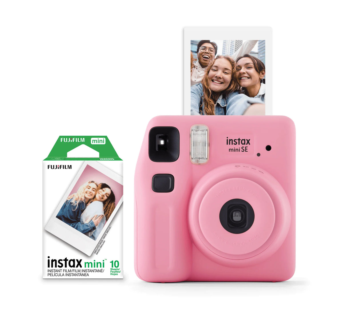 Pink Instant Camera with 10 Pack Mini Film D4833