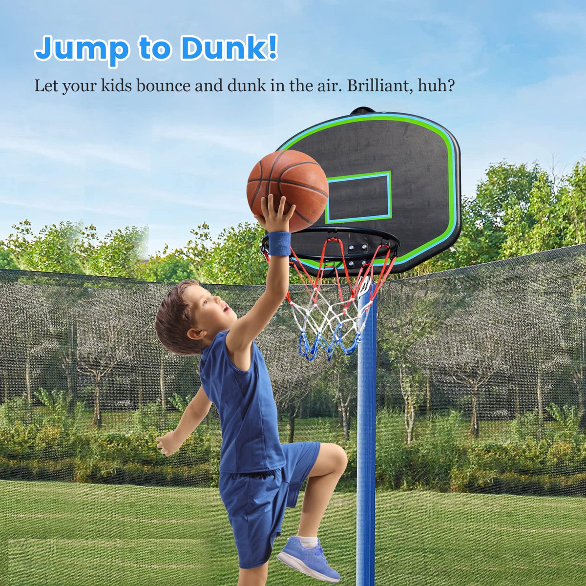 10ft Trampoline with Basketball Hoop and Enclosure Net M762249