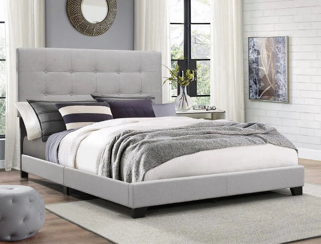 Gray Upholstered Panel Bed Full Size O649