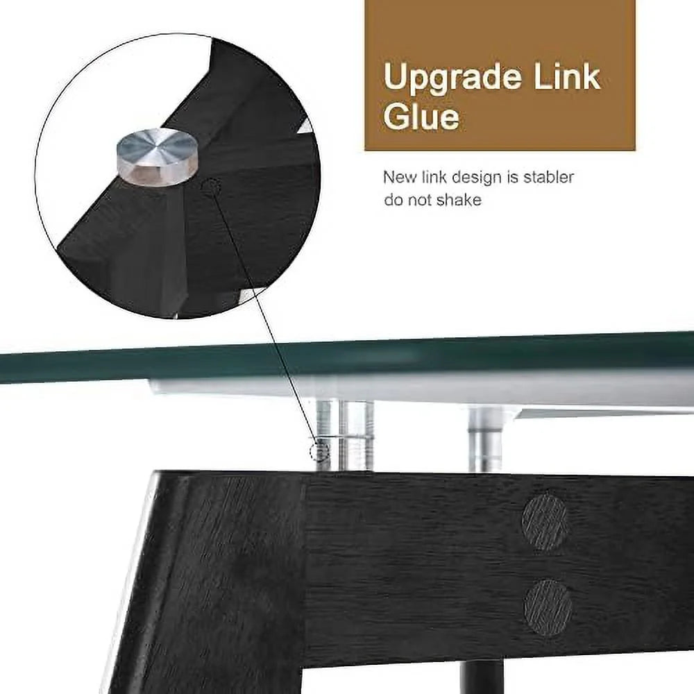 Round Glass Dining Table with Wood Legs 31.5 inch P270291