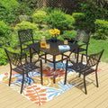 5 Pieces Patio Dining Sets Outdoor Metal All Weather Furniture Sets with Umbrella Hole, Black Z90502
