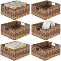 Woven Plastic Storage Organizer Basket Bin with Handles 6 Pack Gray Ombre R5408