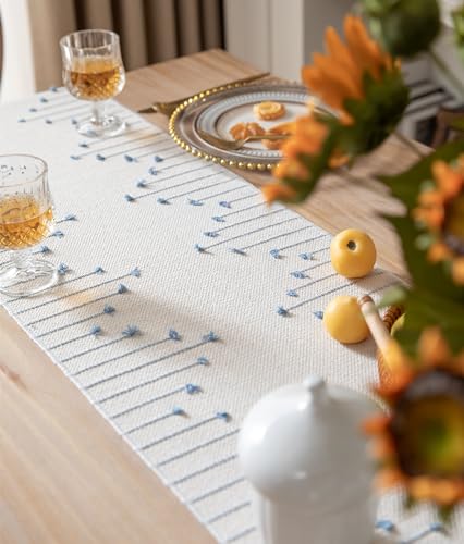 Natural Cotton Woven Table Runner with Tassels, Red and Beige K4414