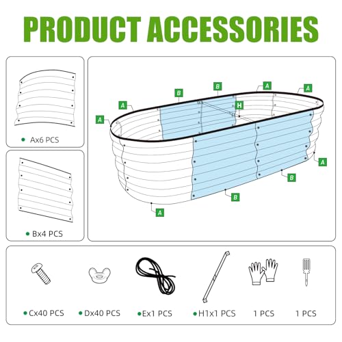 Galvanized Raised Garden Bed, 2 Pcs 4x2x1ft Oval Metal Planter Box Y7932