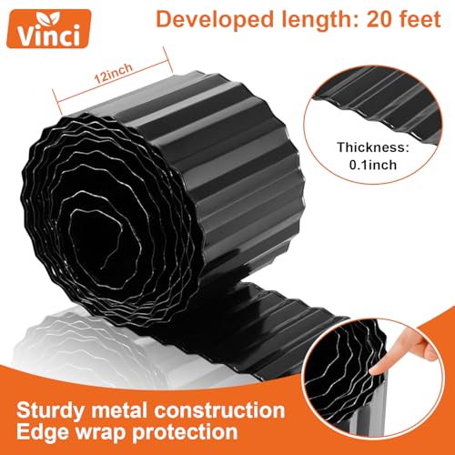 Black 12 Inch x 20 FT Corrugated Metal Garden Border Edging L269195