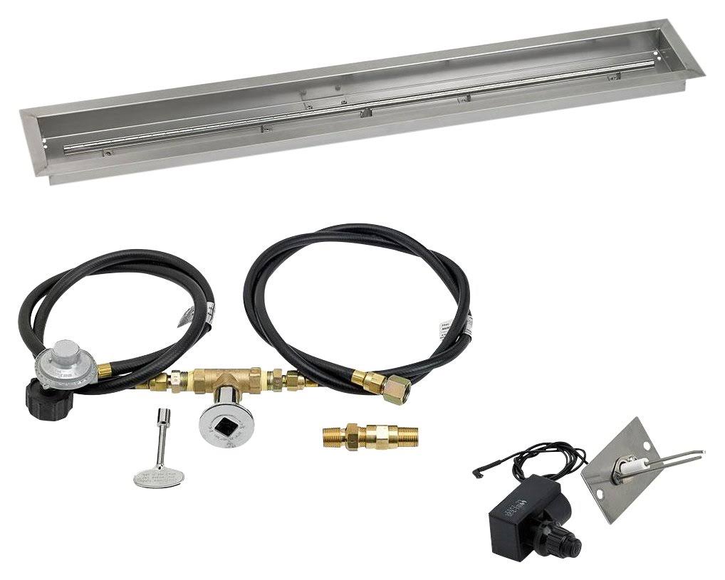 48x22 Linear Stainless Steel Drop-in Fire Pit Pan with Spark Ignition Kit F74516