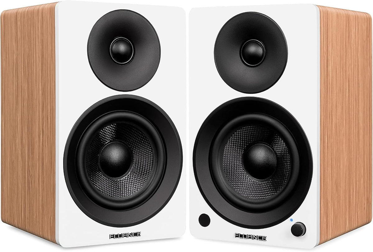 Powered 2-Way Stereo Bookshelf Speakers with 6.5 Drivers, 120W Amplifier (Natural Walnut) A2704