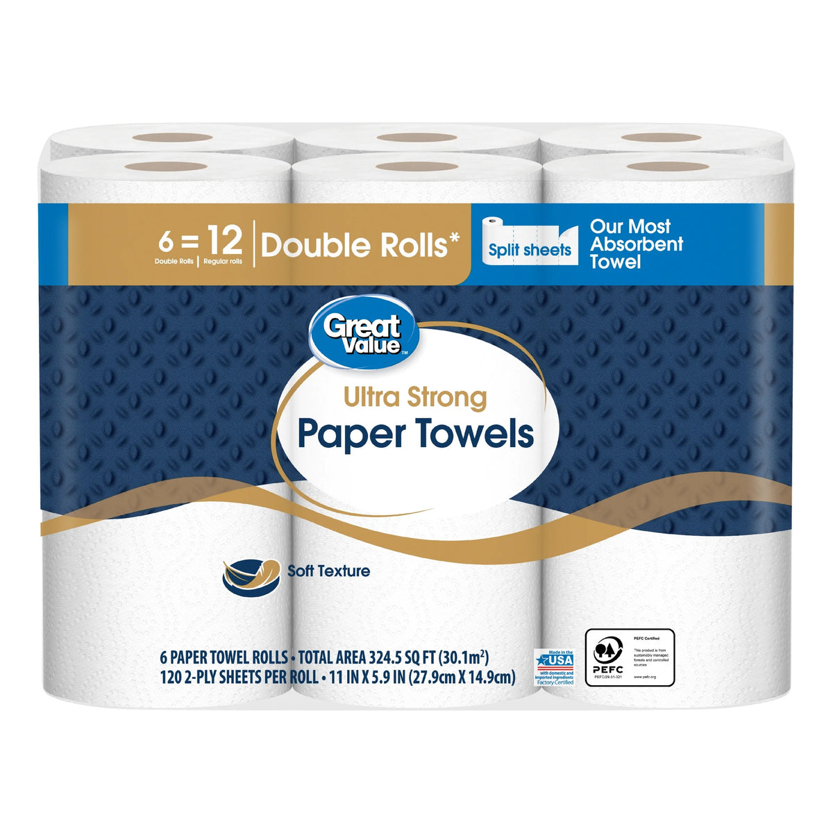 (4 pack) Ultra Strong Paper Towels, 6 Double Rolls V215