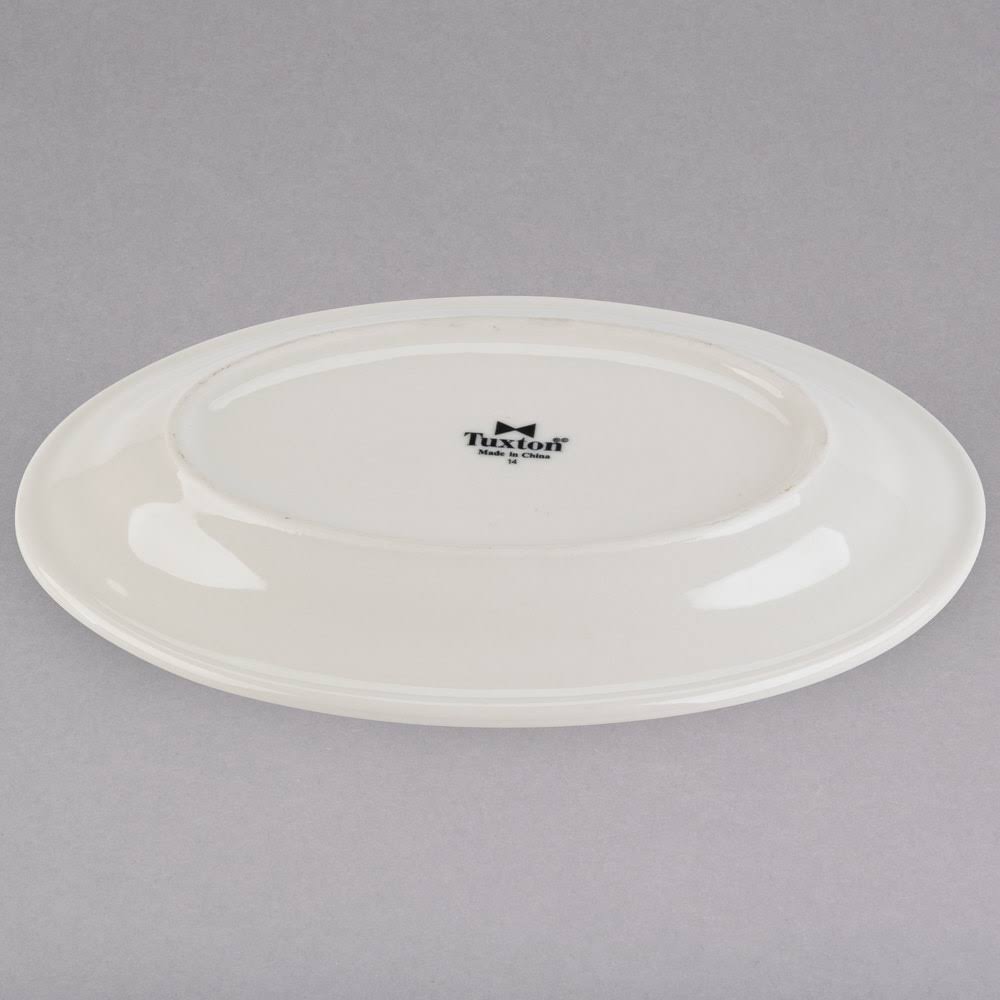 American White Eggshell Wide Rim Rolled Edge Oval China Platter R350958