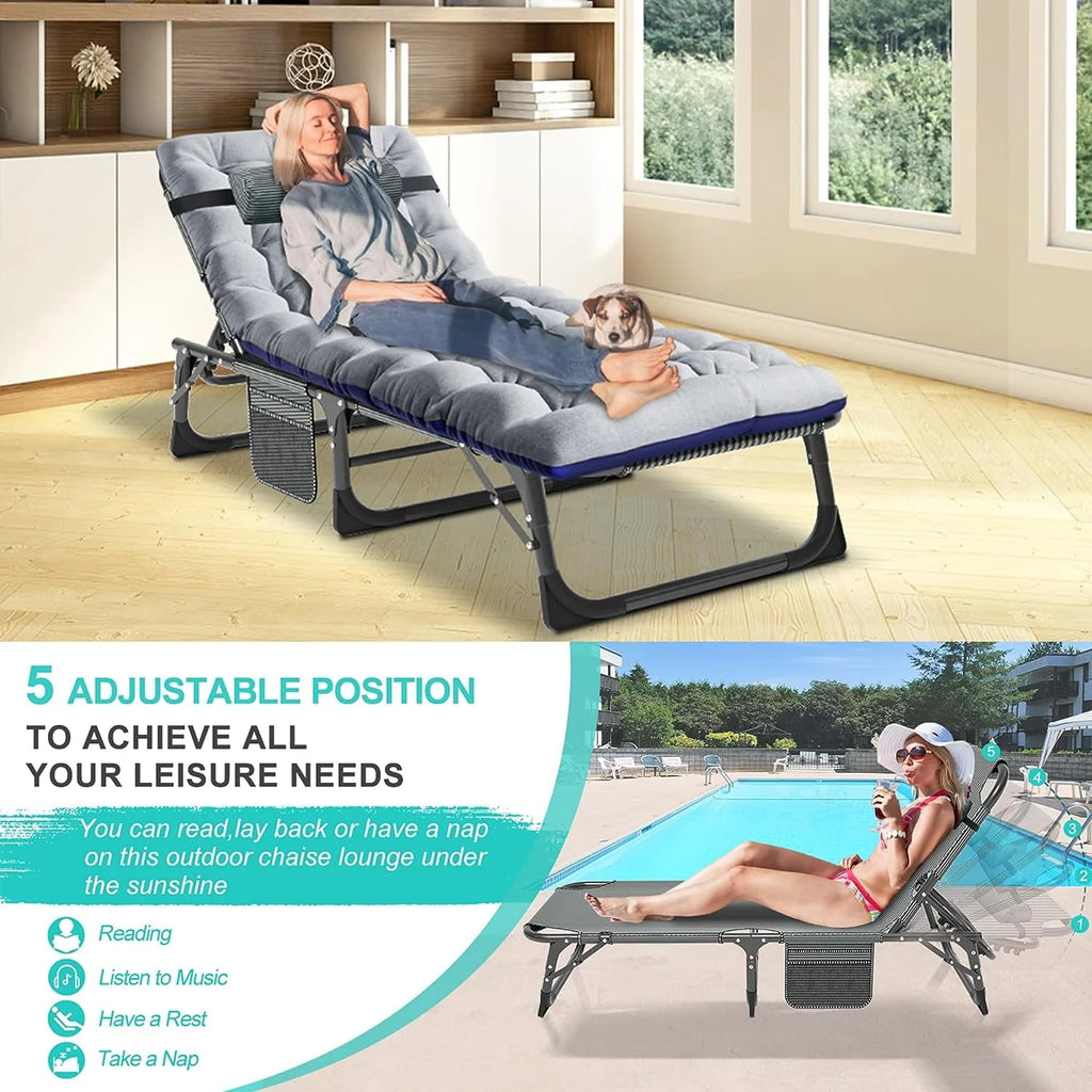 Portable Folding Camping Cot Bed with Mattress & Pillow M19637