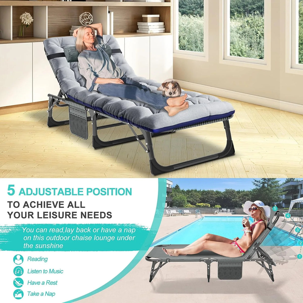 Portable Folding Camping Cot Bed with Mattress & Pillow M19637