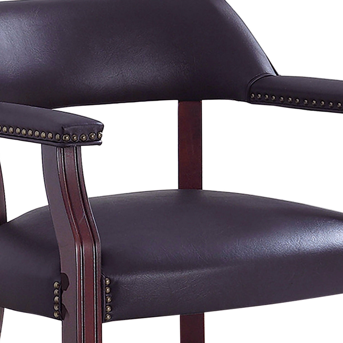 Brown Leatherette Accent Chair with Cut Out Back P3659
