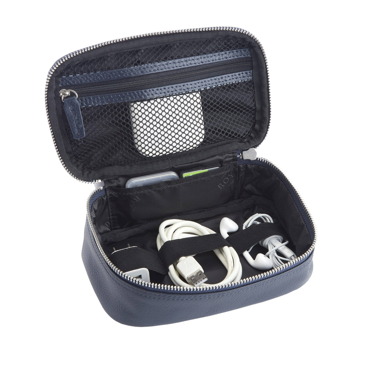 Navy Blue Leather Travel Storage Case J345133