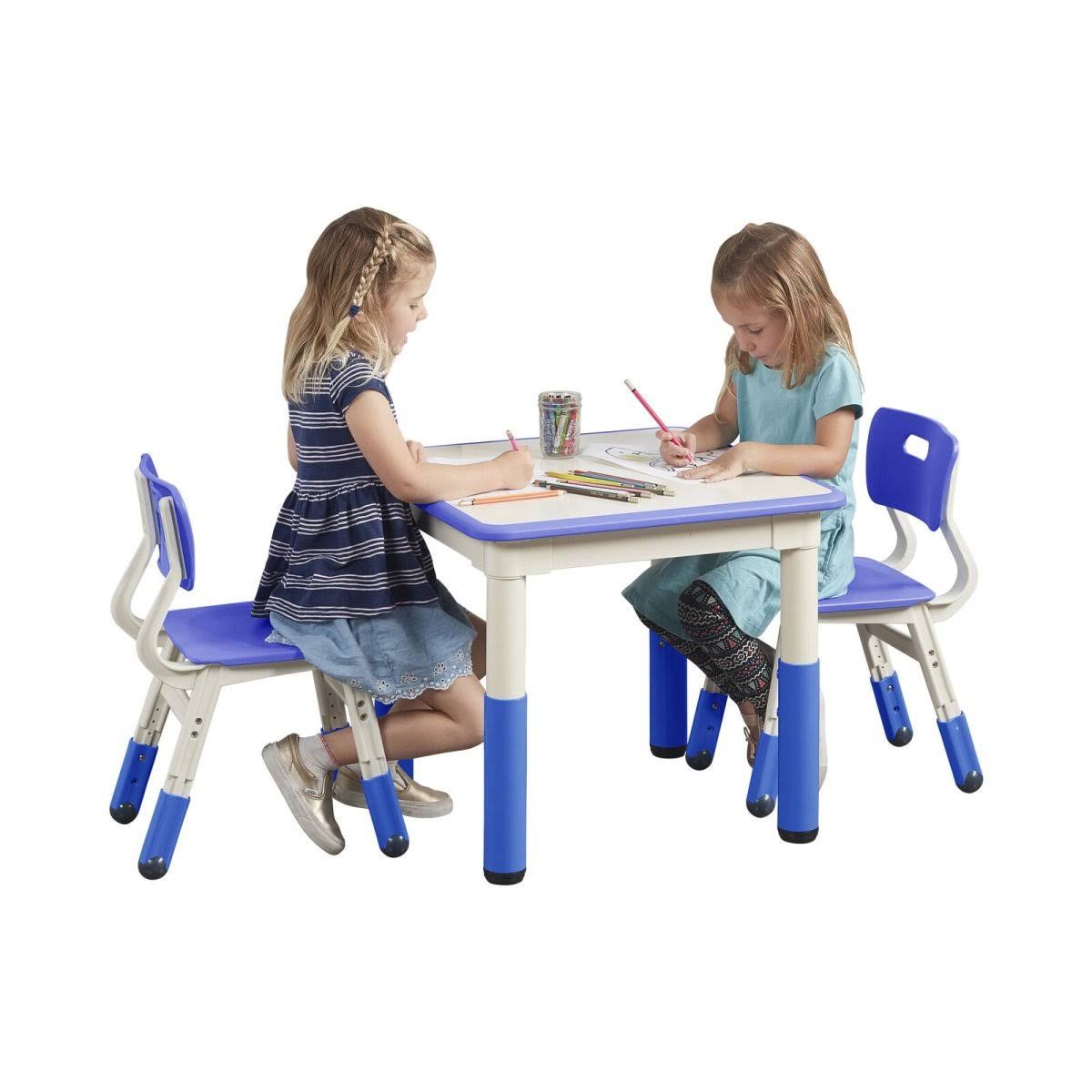 Blue Square Resin Dry Erase Activity Table & Chairs L818