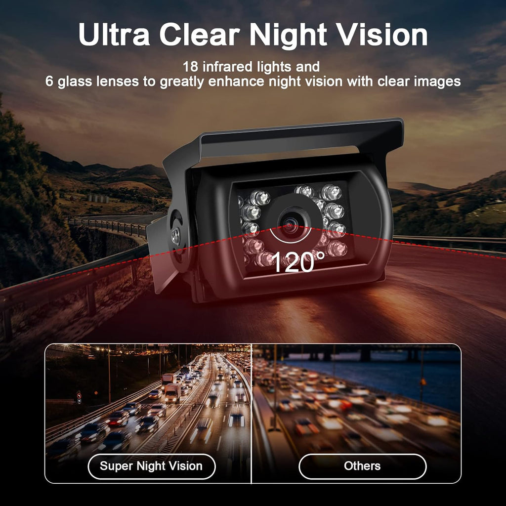 RV Backup Camera with 7 Inch Monitor Kit 18 IR LED Rear View Camera Q8195