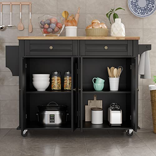 White Rolling Kitchen Island with Drop Leaf and Storage Cabinet S20451