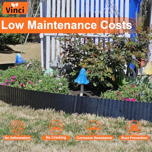 Black 12 Inch x 20 FT Corrugated Metal Garden Border Edging L269195
