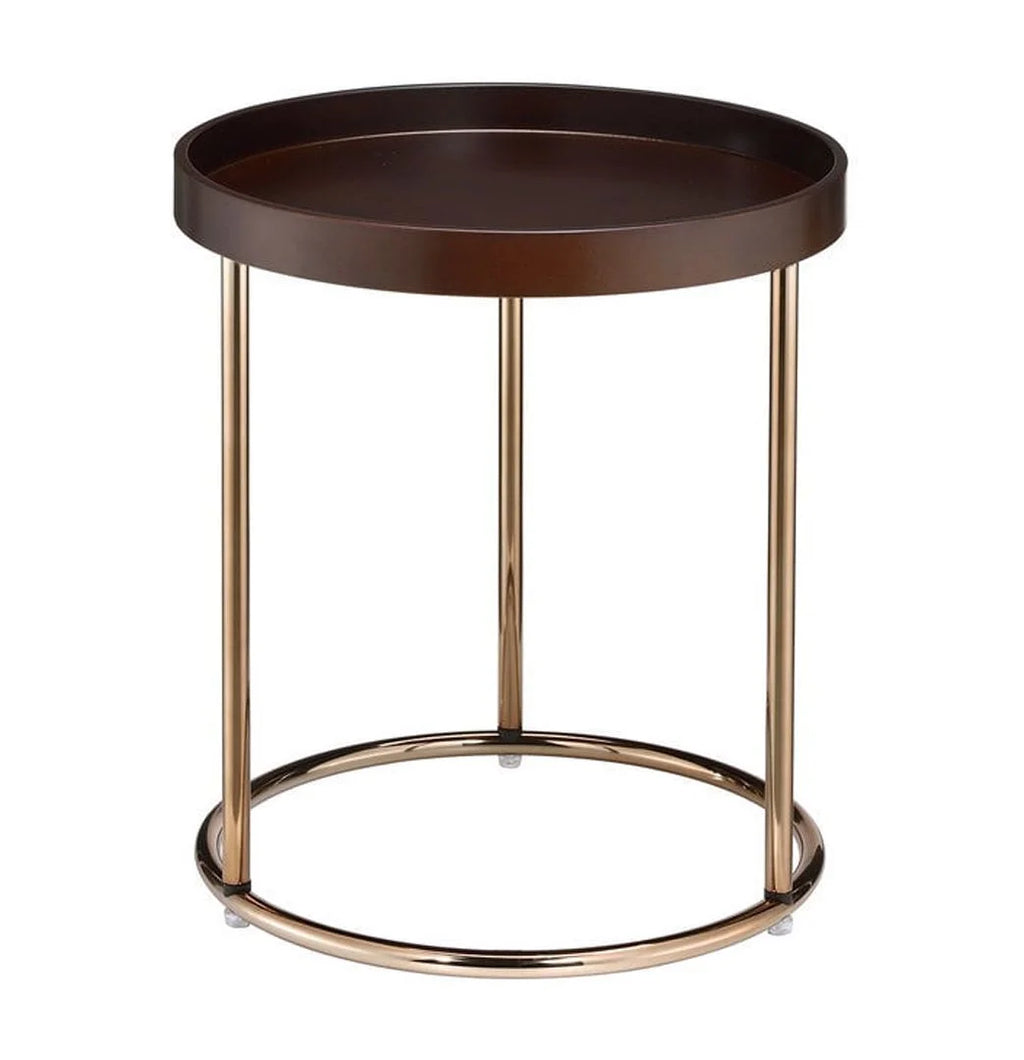 Espresso Side Table with Copper Accents X256050