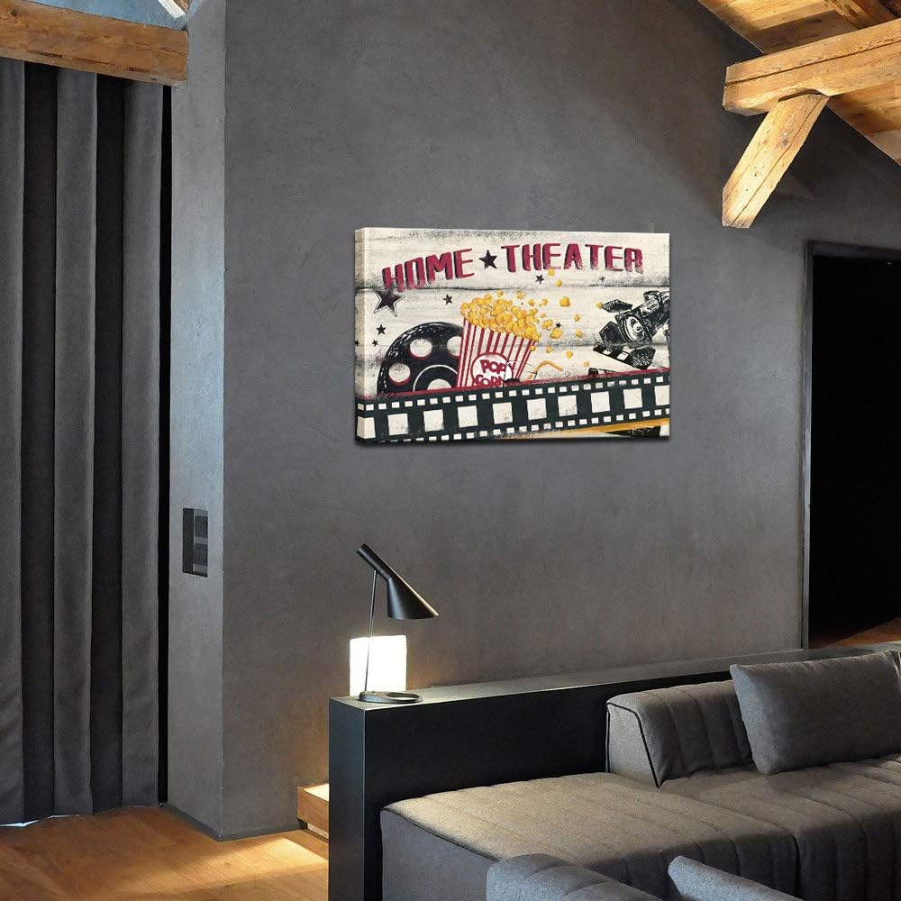 Vintage Canvas Wall Art Cinema Film Reels Popcorn Poster Print on Canvas R31261