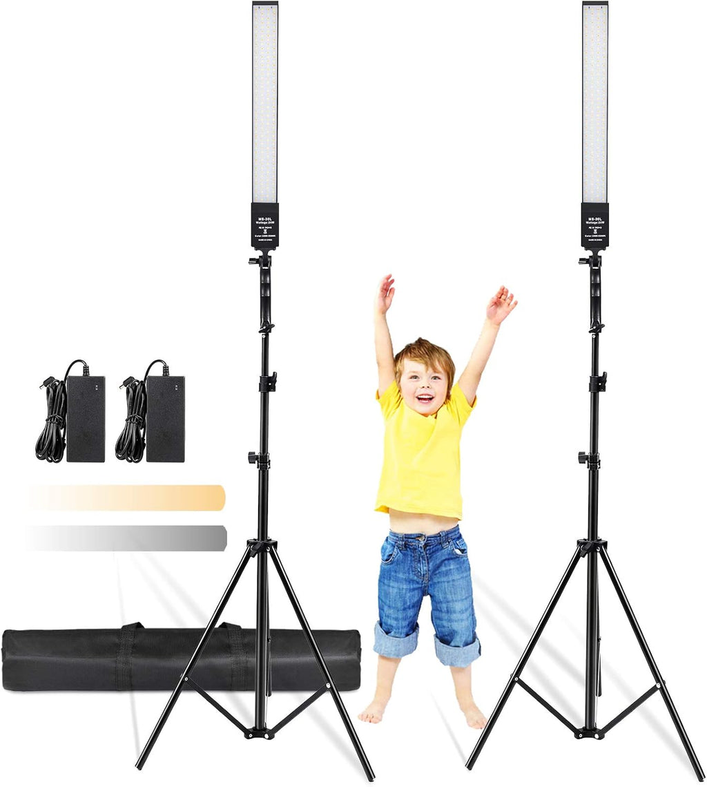 24W 2 Pack Bi-Color LED Video Light Kit with Tripod Stand S6401