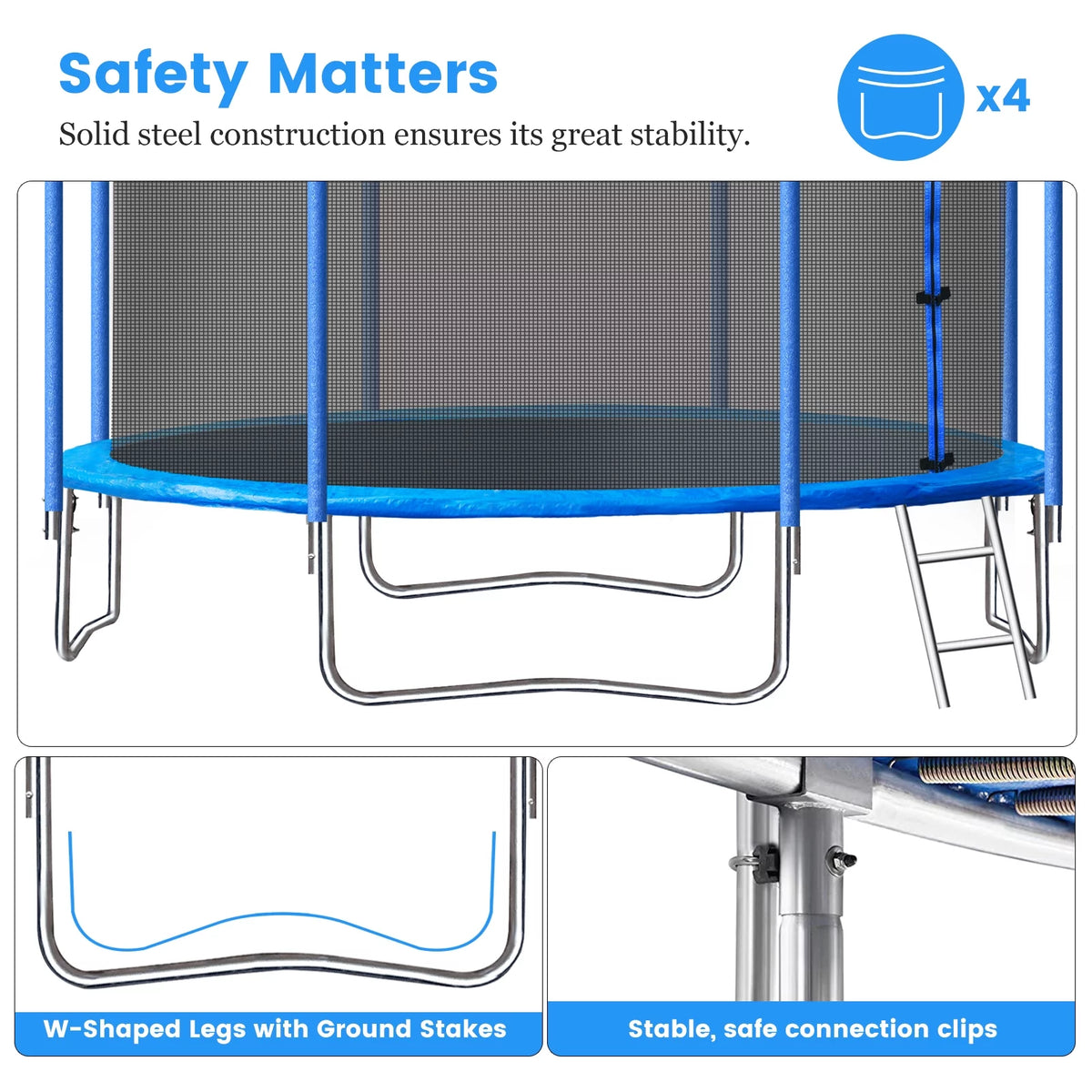 10ft Trampoline with Basketball Hoop and Enclosure Net M762249