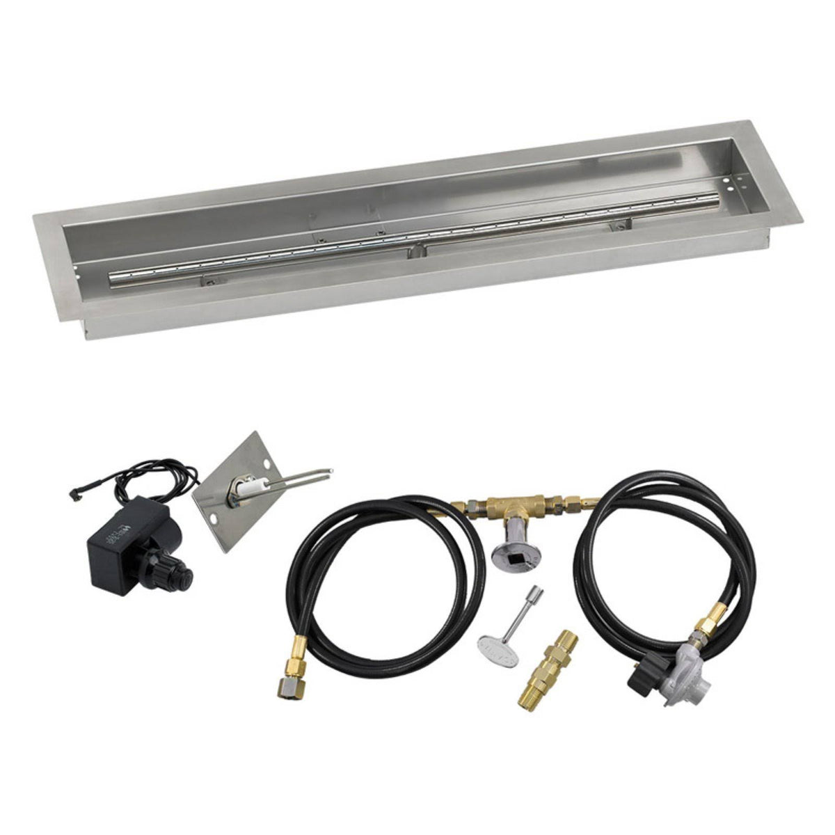 48x22 Linear Stainless Steel Drop-in Fire Pit Pan with Spark Ignition Kit F74516