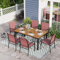 7 Piece Patio Dining Set with 6 Red Textilene Chairs B6184