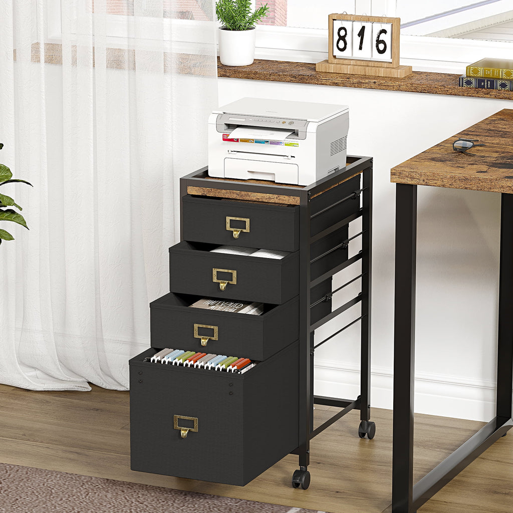 Black 4 Drawer Mobile File Cabinet A26400