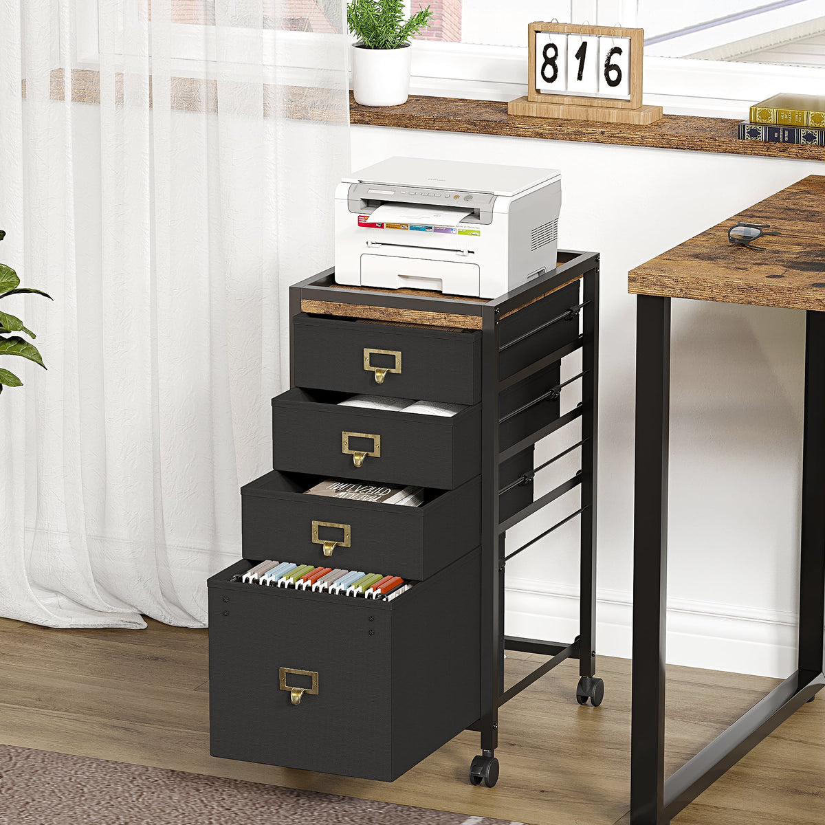 Black 4 Drawer Mobile File Cabinet A26400